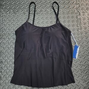 NWT Sonnet Shores Black Tankini Top Size 14 Swim Vacation Ready Summer Beach